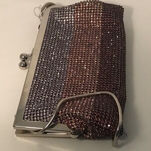 CLUTCH Rainbow Beaded With Metal Chain NWT
